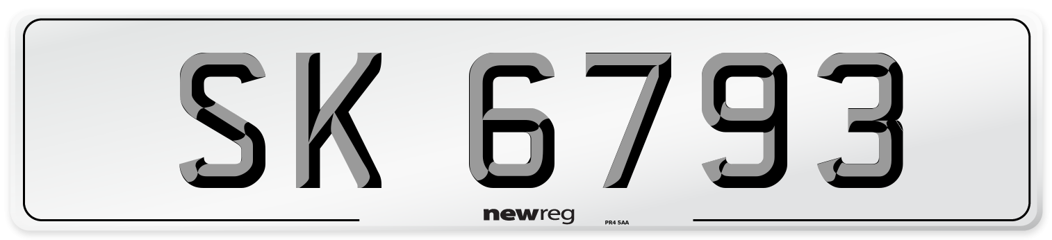 SK 6793 Number Plate from New Reg